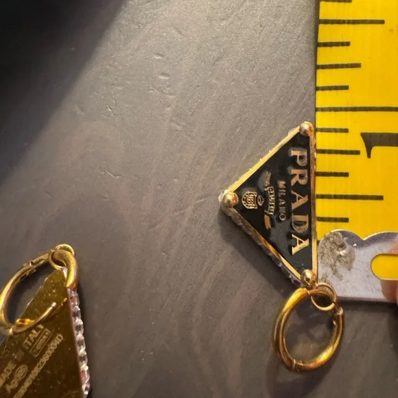 Prada Black and Gold Logo Earrings - Picture 8 of 10